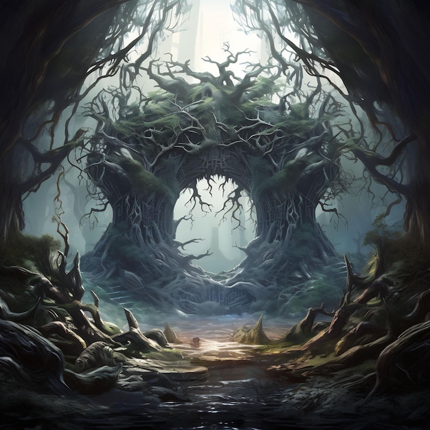 Dark World Tree and Discover a Captivating Masterpiece Venture Book Cover Wall Art POD Epic Beauty