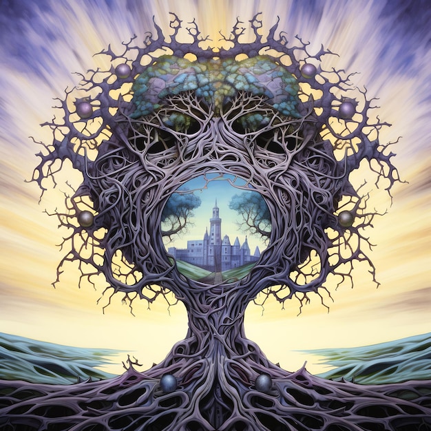 Dark World Tree and Discover a Captivating Masterpiece Venture Book Cover Wall Art POD Epic Beauty