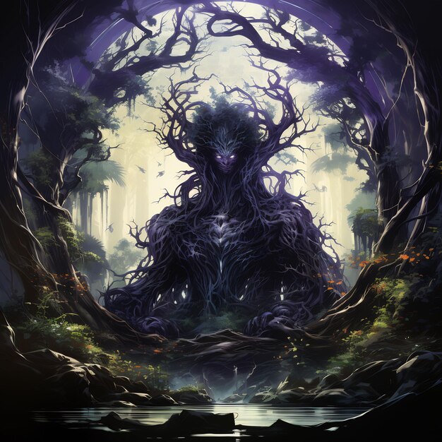 Dark World Tree en ontdek een boeiend meesterwerk Venture Book Cover Wall Art POD Epic Beauty