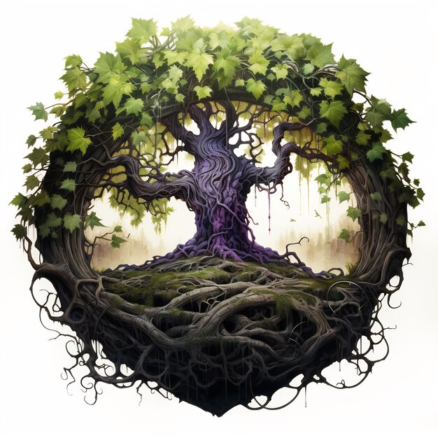 Dark World Tree en ontdek een boeiend meesterwerk Venture Book Cover Wall Art POD Epic Beauty