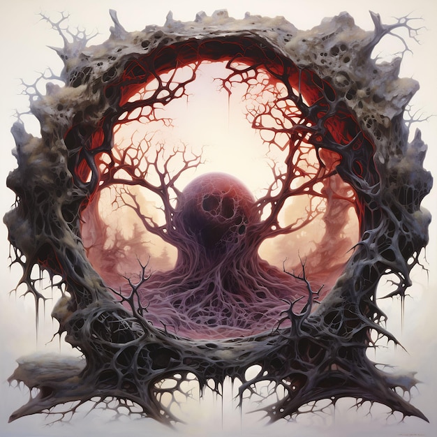 Dark World Tree en ontdek een boeiend meesterwerk Venture Book Cover Wall Art POD Epic Beauty