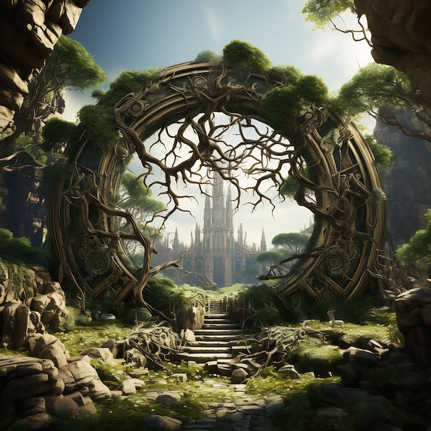 Dark World Tree en ontdek een boeiend meesterwerk Venture Book Cover Wall Art POD Epic Beauty