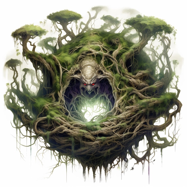 Dark World Tree en ontdek een boeiend meesterwerk Venture Book Cover Wall Art POD Epic Beauty