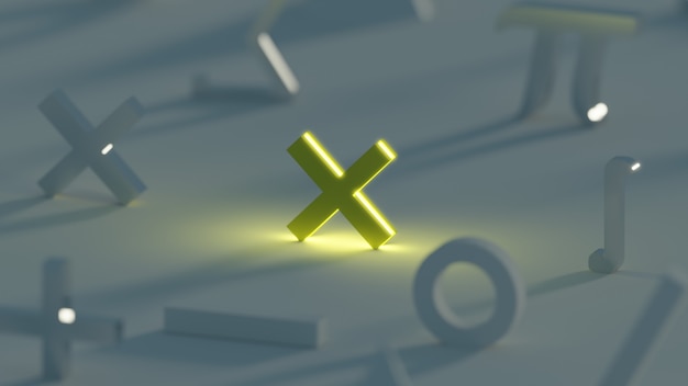 Dark yellow cross x math symbol