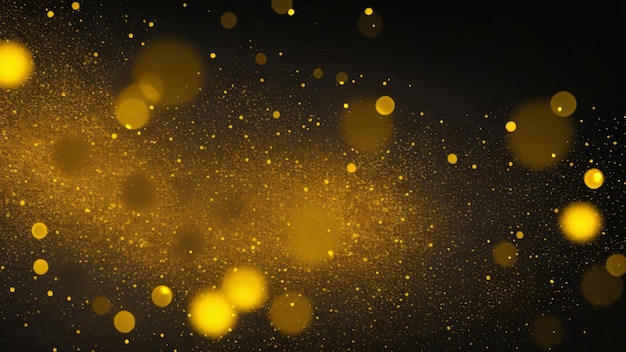 Dark Yellow and glow particle abstract background texture