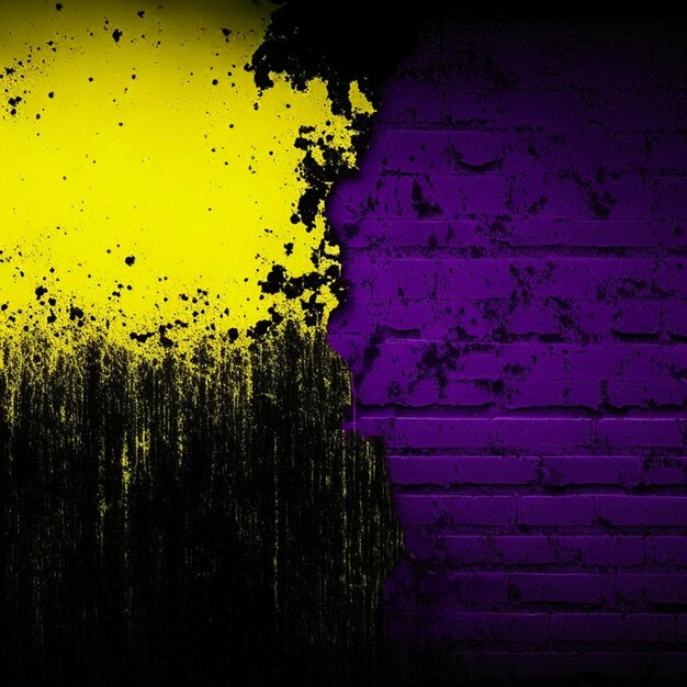 Photo dark yellow wall texture background halloween background scary and purple black grunge background