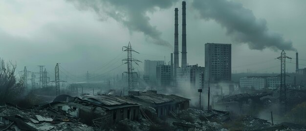 The Darkened Towers Smokestacks of Despair in a Decaying World