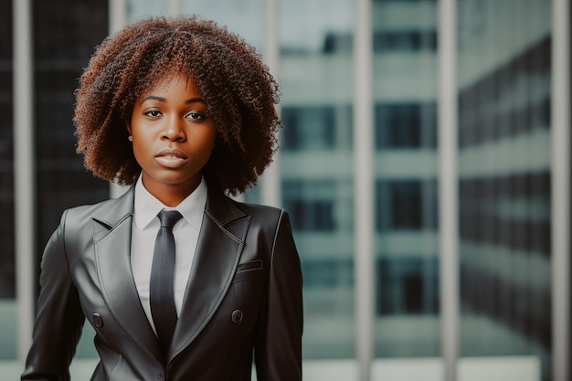 A darkskinned businesswoman in a suit