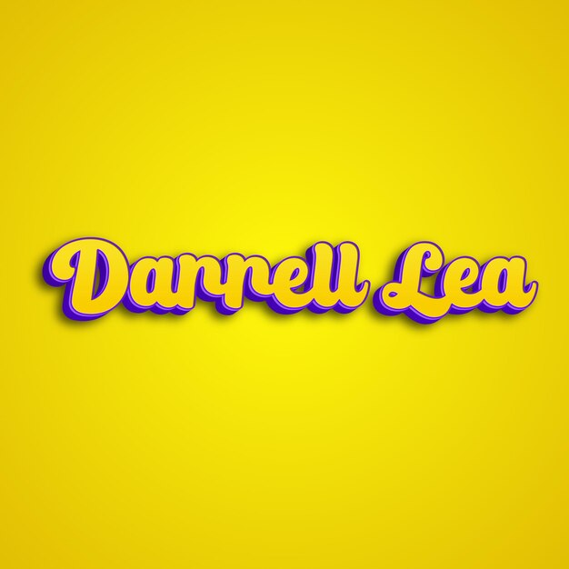 Darrelllea typography 3d design yellow pink white background photo jpg