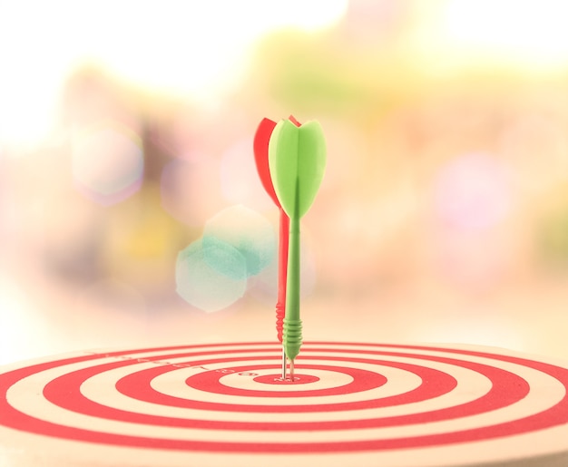 dart board on bokeh background vintage tone