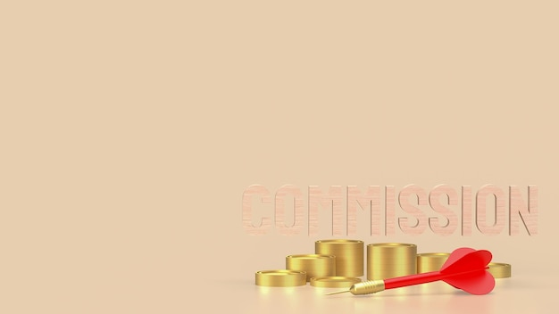 The dart and commission text for Business concept 3d rendering