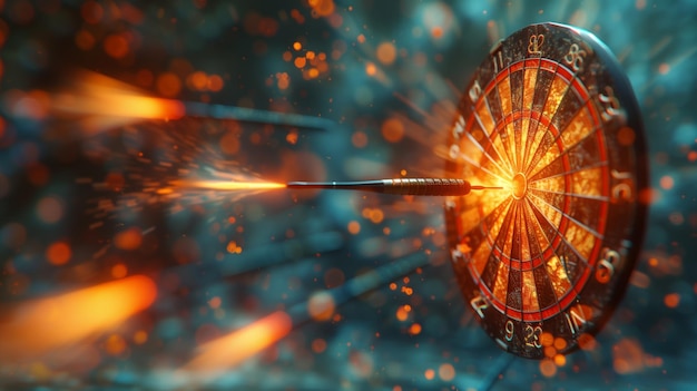 Dart Hitting Target Close Up