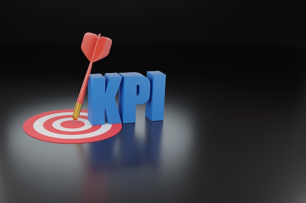 Dart met KPI-vaste tekst met kopieerruimte Key Performance Indicator 3d illustratie