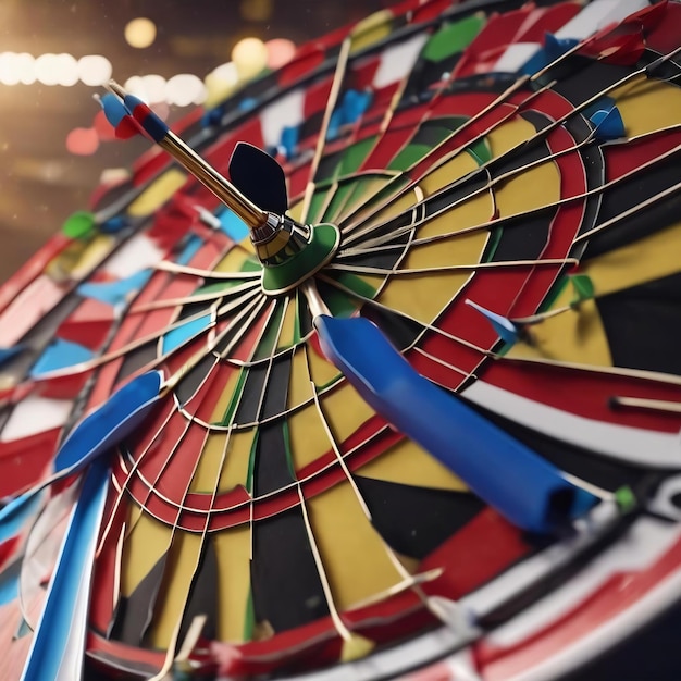 Darts arrows in the target center business concept