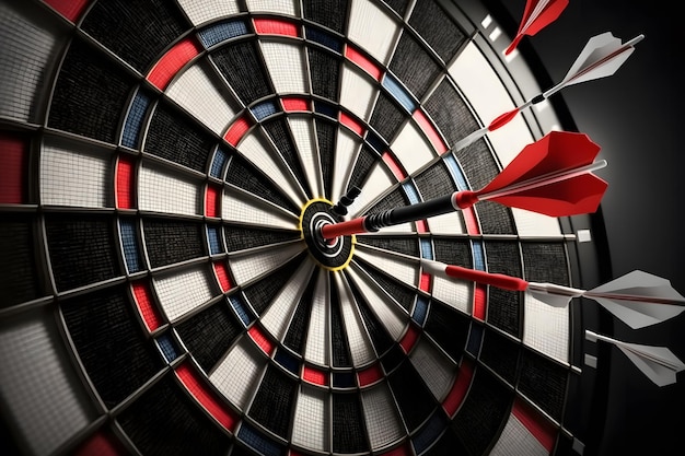 The darts isolated on black background Neural network AI generated