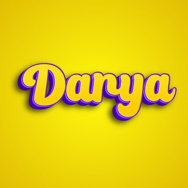 Photo darya typography 3d design yellow pink white background photo jpg