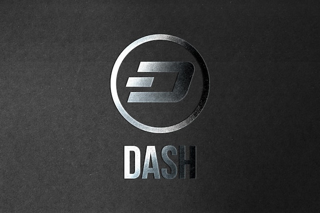 Dash coin cryptocurrency and modern banking conceptPhoto realistic appearance silver style