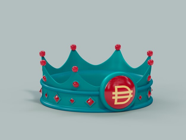 Dash Crown King Победитель Чемпион Криптовалюты 3D Иллюстрация Визуализации