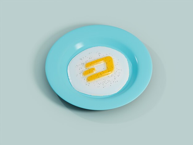 Photo dash egg yolk sunny side up breakfast crypto currency 3d illustration render