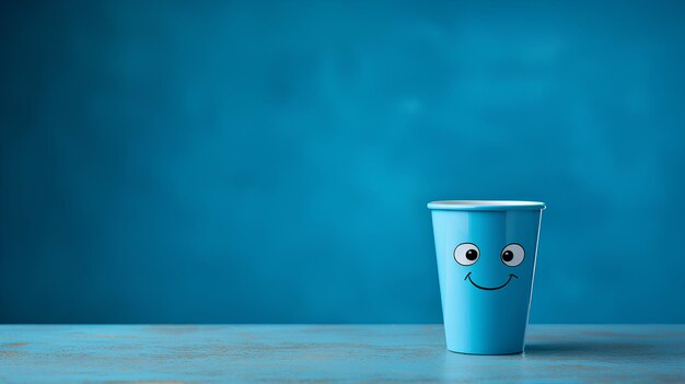 Немного счастья в живой голубой чашке в морской понедельник