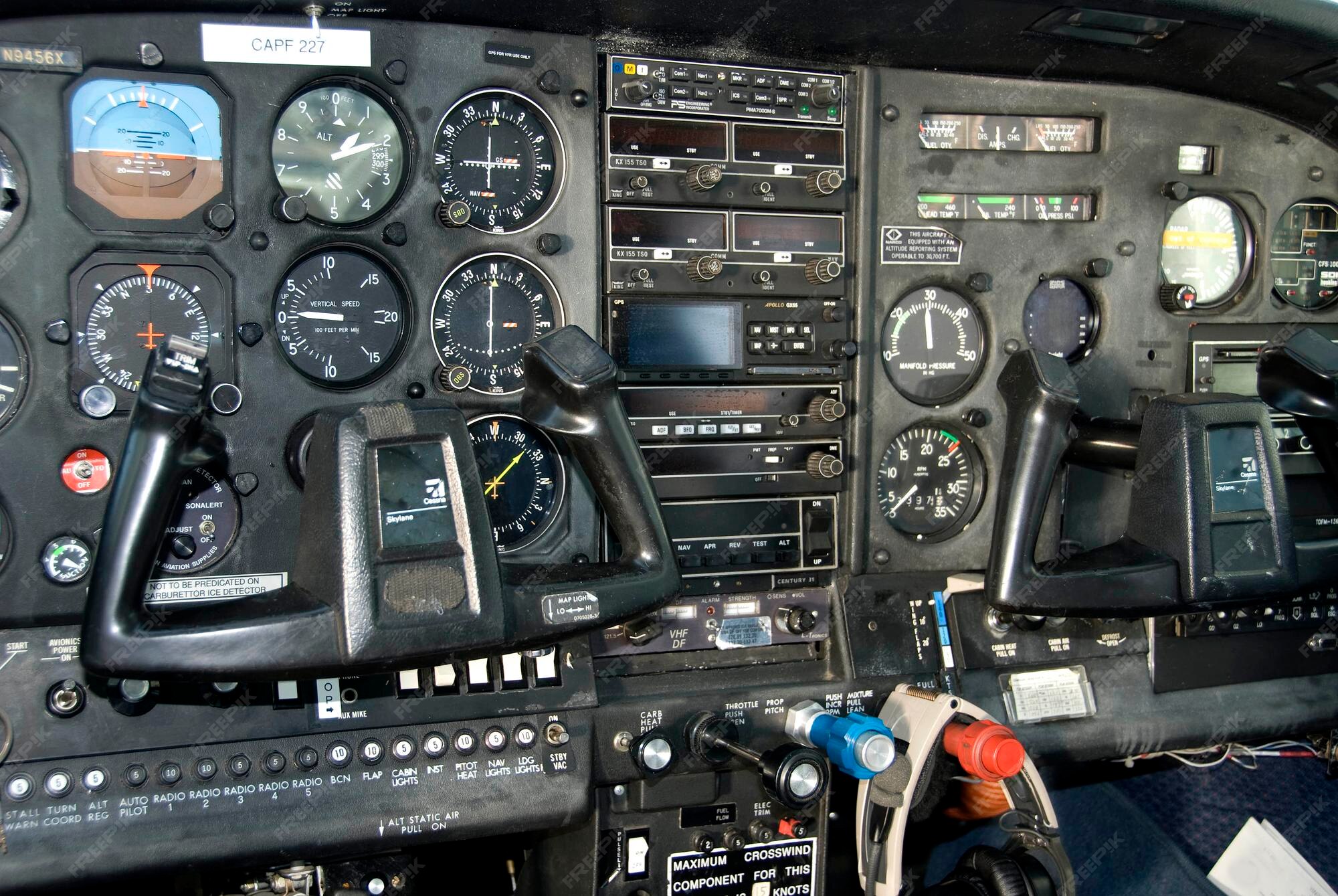 Premium AI Image | dashboard of an aircraft control panel showing all ...