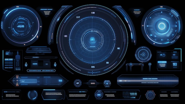 Dashboard blue display virtual reality technology 3D