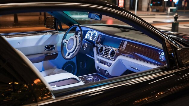 Photo dashboard of a luxury car under the lights