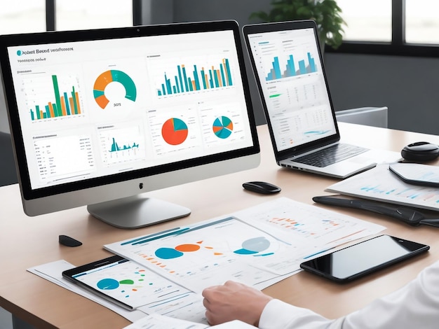 Data-analist met behulp van het KPI-dashboard voor data-analyses