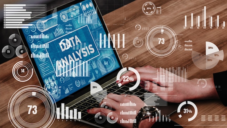 Photo data analysis for business and finance conceptual