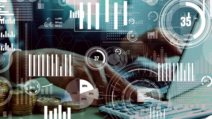 Photo data analysis for business and finance conceptual