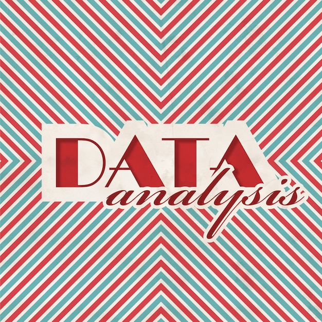 Data Analysis Concept on Red and Blue Striped. Vintage Concept in Flat Design.