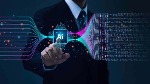 data analysis science and big data with ai technology analyst or business man uses a computer and dashboard for analysis of information on complex data sets on computer insights development engineer