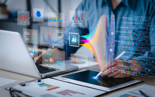Premium Photo | Data analysis science and big data with AI technology ...