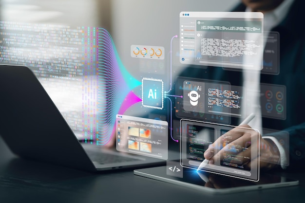 data analysis science and big data with ai technology to help and support work for chat ai generate code and analysis of information on complex data sets on a computer insights development engineer
