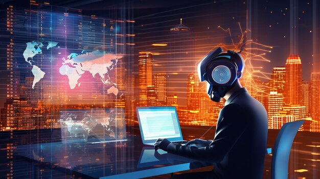 data analyst using technology ai for working tool