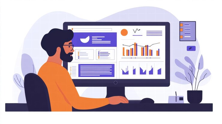 Photo data analyst at work business analytics dashboard