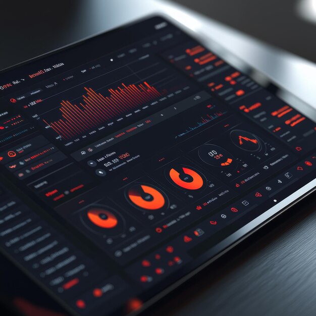 data analytics dashboard on digital tablet with graphs charts and pie charts