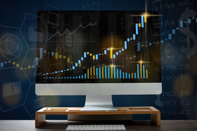 Foto statistiche di analisi dei dati sul monitor