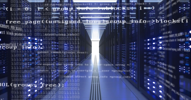 Data Center Computers Racks In Network Security Server Room Cryptocurrency Mining (Cryptocurrency mijnbouw)