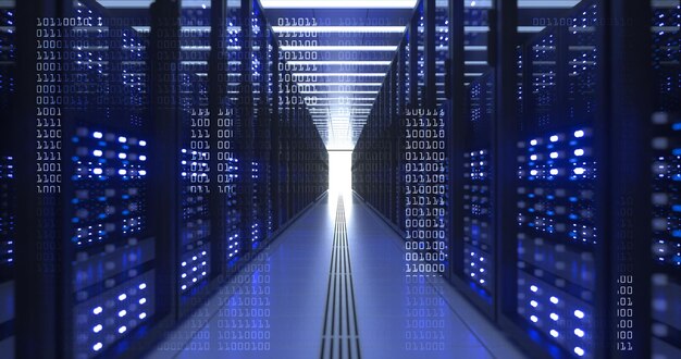 Data Center Computers Racks In Network Security Server Room Cryptocurrency Mining (Cryptocurrency mijnbouw)
