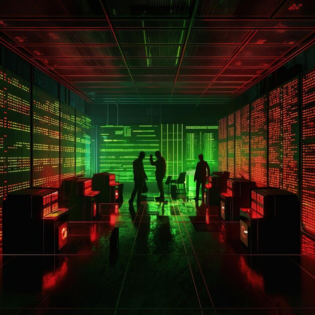 Data center or server room with servers of information cloud storage