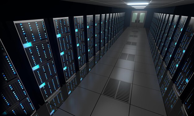 Data center with many computer racks