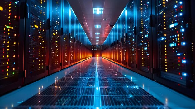 data center with servers and networking equipment for cloud computing and storage concept cloud computing data center setup networking equipment server management storage solutions