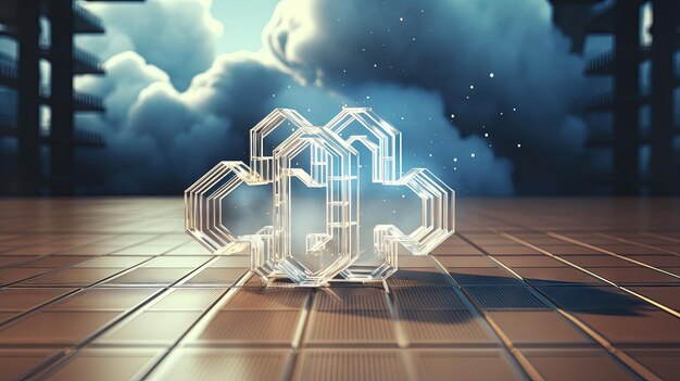 Data cloud structure concept with digital technology cloud sign for online backup and network compute power service
