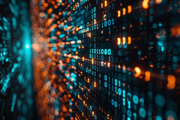 data code binary background digital binary data on computer screen matrix pattern cyberspace bigdata banner