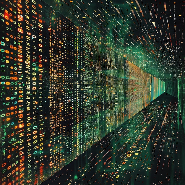 data code binary background digital binary data on computer screen matrix pattern cyberspace bigdata banner
