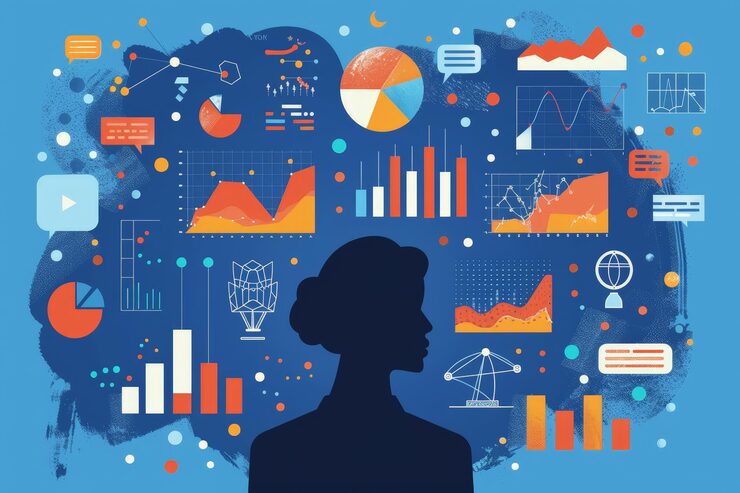 Photo 데이터 주도 정신 개념: 빅데이터 분석을 수집하고 감정과 직감이 아닌 데이터 분석에 기반한 결정을 내리며 회사에서 데이터 주도 문화를 도전하고 구현합니다.