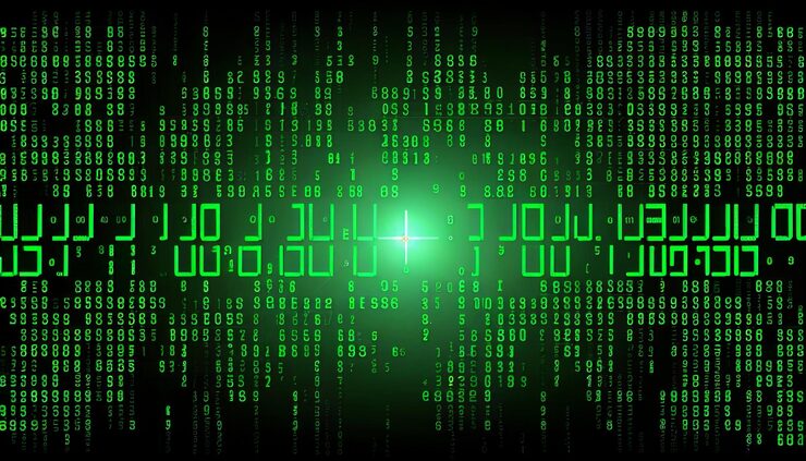 Photo data from a digital stream or binary code on a matrix background with vector digits from virtual security technology generative ai sometimes known as binary code or green numbers