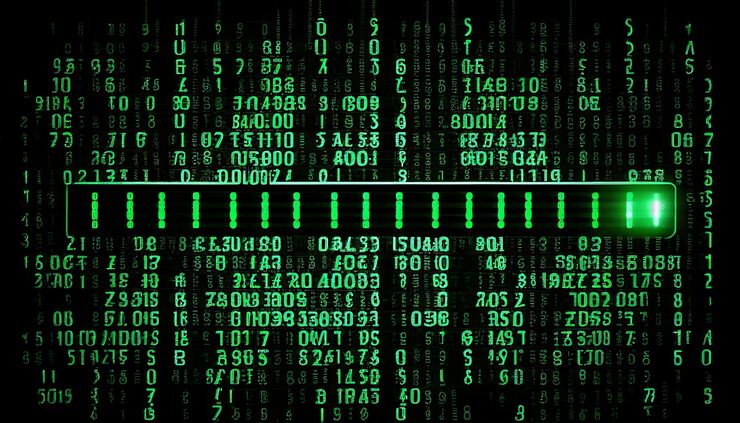 Photo data from a digital stream or binary code on a matrix background with vector digits from virtual security technology generative ai sometimes known as binary code or green numbers