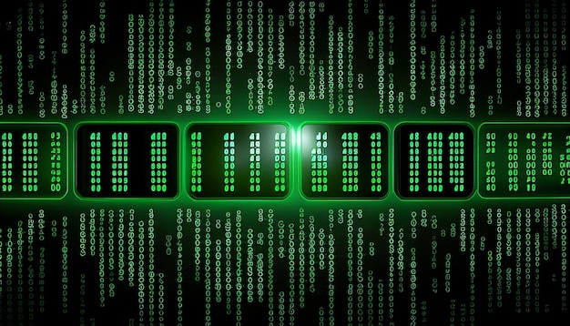 data from a digital stream or binary code on a matrix background with vector digits from virtual security technology generative ai sometimes known as binary code or green numbers